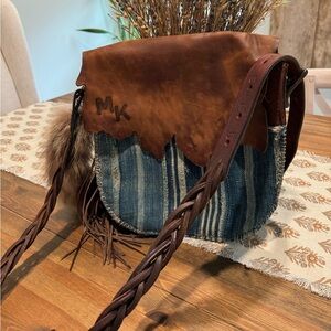 Kemo Sabe leather purse with denim accents